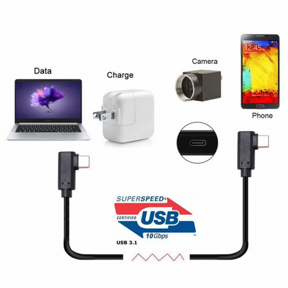 USB-C Type-C to Type-C Cable Gen2 10Gbps 65W Dual 90 Degree Left Right Angled Type CC-UC-144-RI