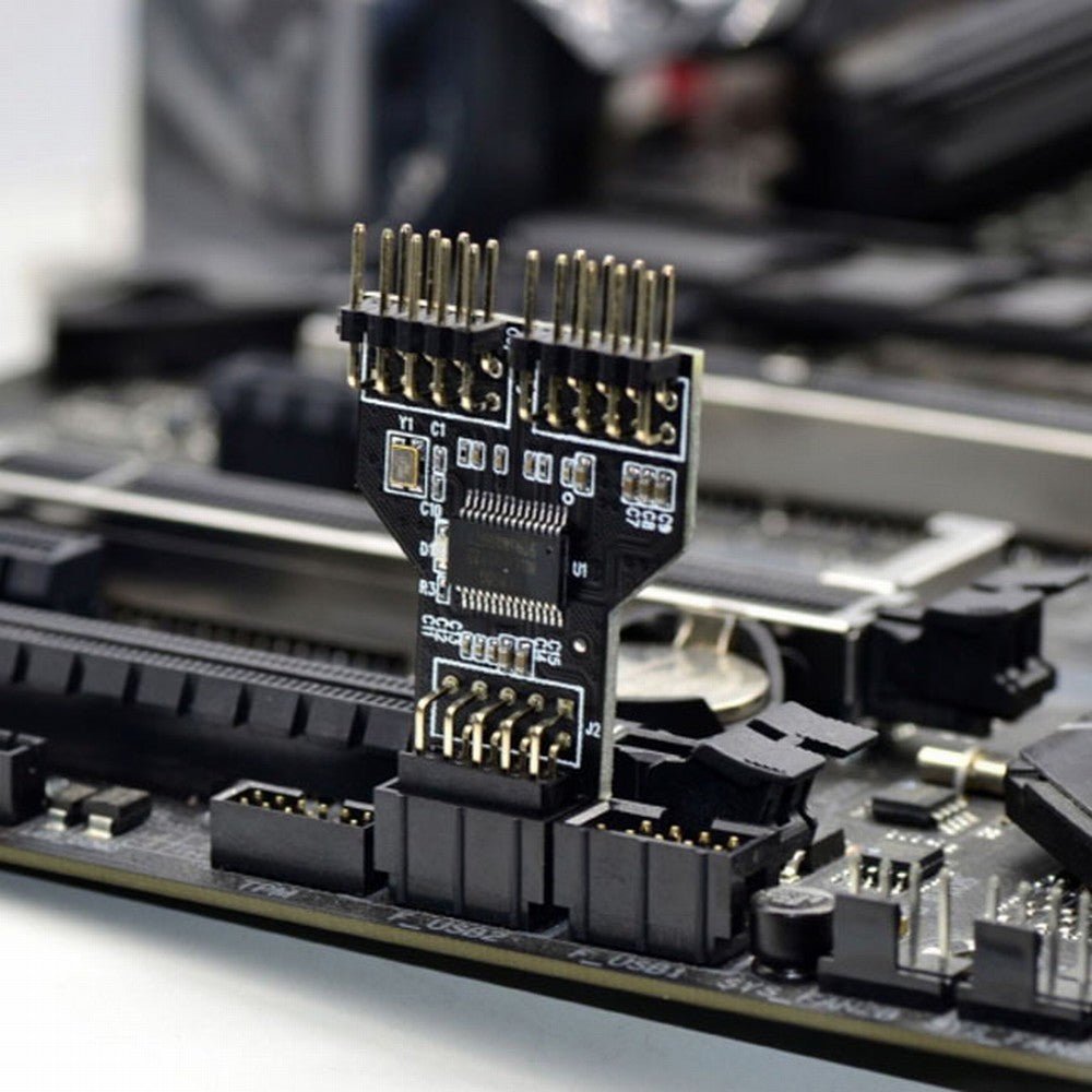Motherboard 9pin USB 2.0 Header 1 to 2 Female Extension HUB Connector Adapter Port Multilier U2-074