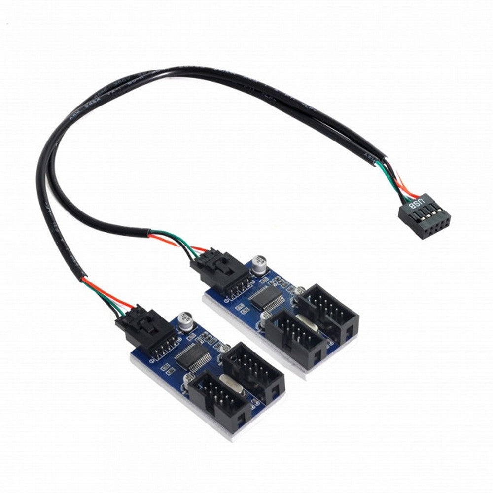 9pin USB 2.0 Header 1 to 2 / 4 Female Extension Cable HUB Connector Adapter Port Multilier U2-004