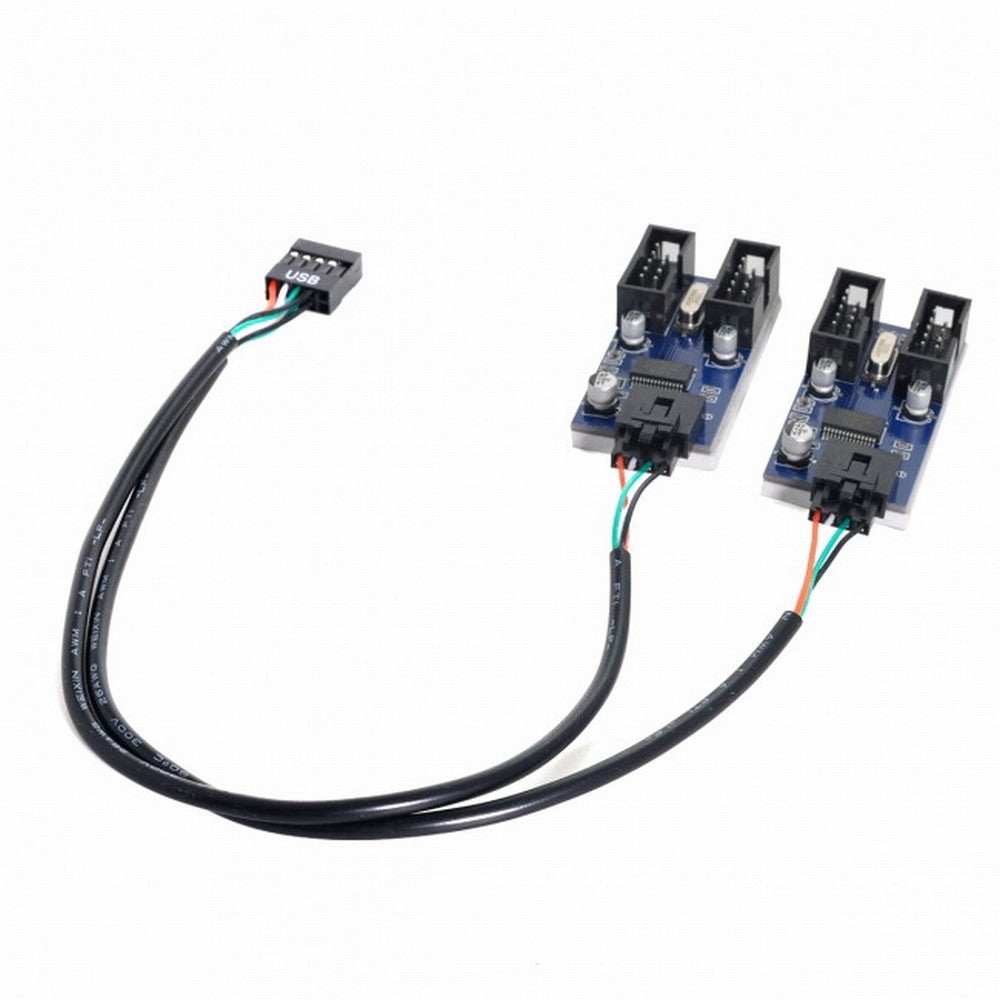 9pin USB 2.0 Header 1 to 2 / 4 Female Extension Cable HUB Connector Adapter Port Multilier U2-004