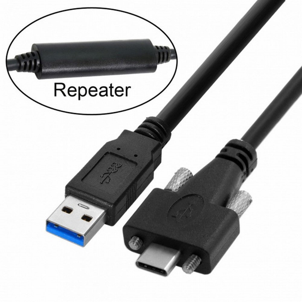 8 Meters USB 3.1 Type-C Dual Screws Locking to Standard USB3.0 Data Cable Mount Type for Camera Recorder UC-048-8.0M
