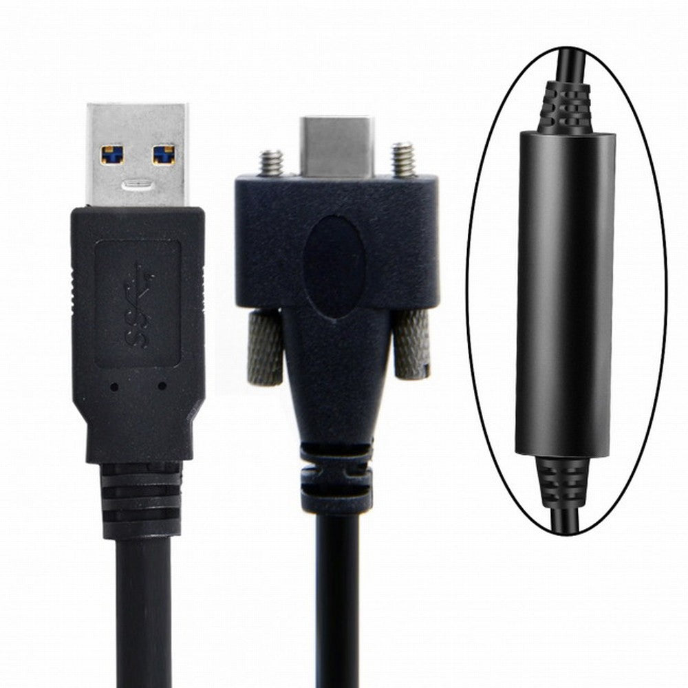 5 Meters USB 3.1 Type-C Dual Screws Locking to Standard USB3.0 Data Cable Mount Type for Camera Recorder UC-048-5.0M-OD