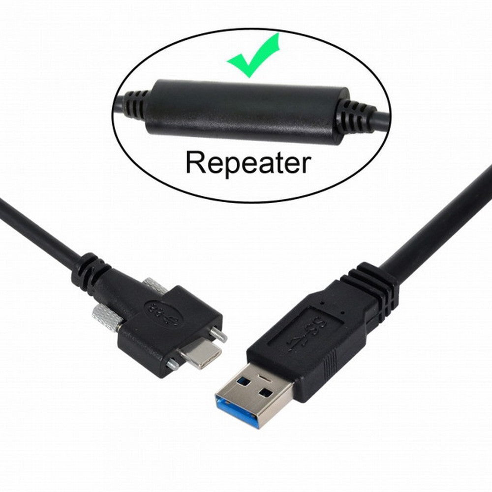 8 Meters USB 3.1 Type-C Dual Screws Locking to Standard USB3.0 Data Cable Mount Type for Camera Recorder UC-048-8.0M