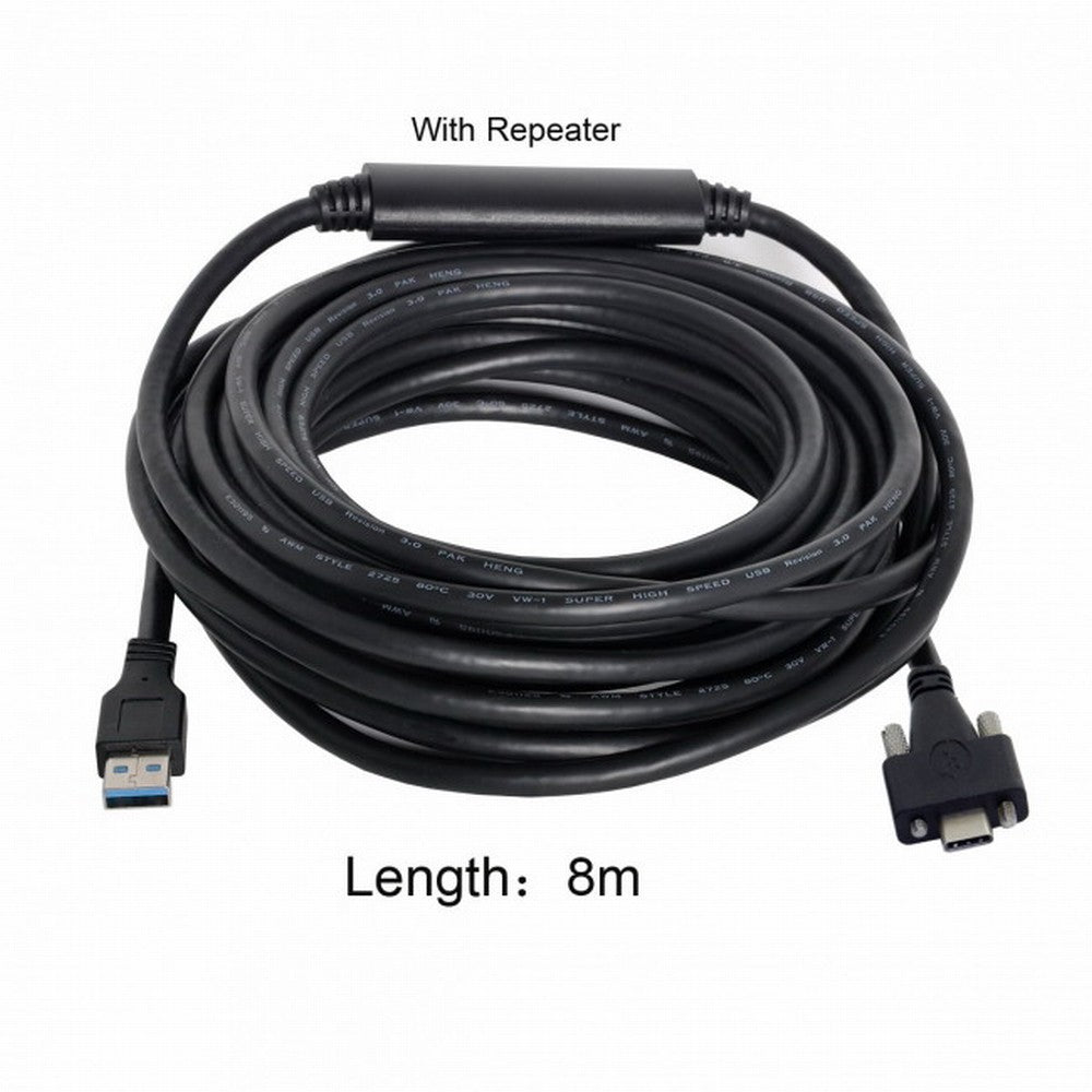 8 Meters USB 3.1 Type-C Dual Screws Locking to Standard USB3.0 Data Cable Mount Type for Camera Recorder UC-048-8.0M