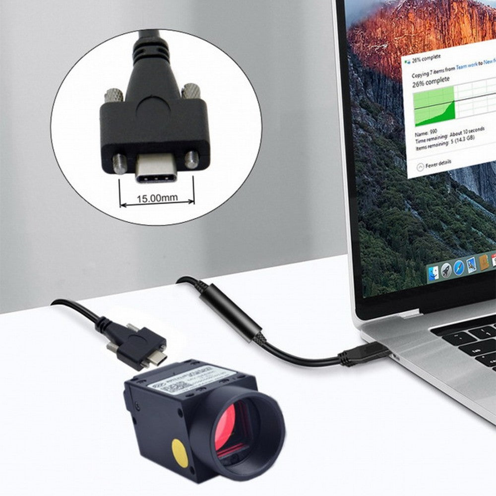 5 Meters USB 3.1 Type-C Dual Screws Locking to Standard USB3.0 Data Cable Mount Type for Camera Recorder UC-048-5.0M-OD