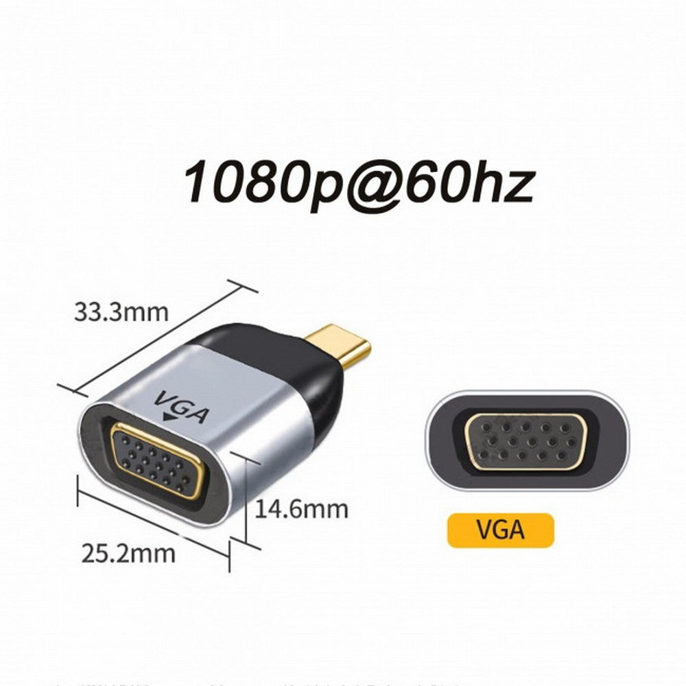 USB-C Type C to VGA Converter Monitor Adapter 1080p 60hz for Tablet Phone Laptop UC-220-VGA