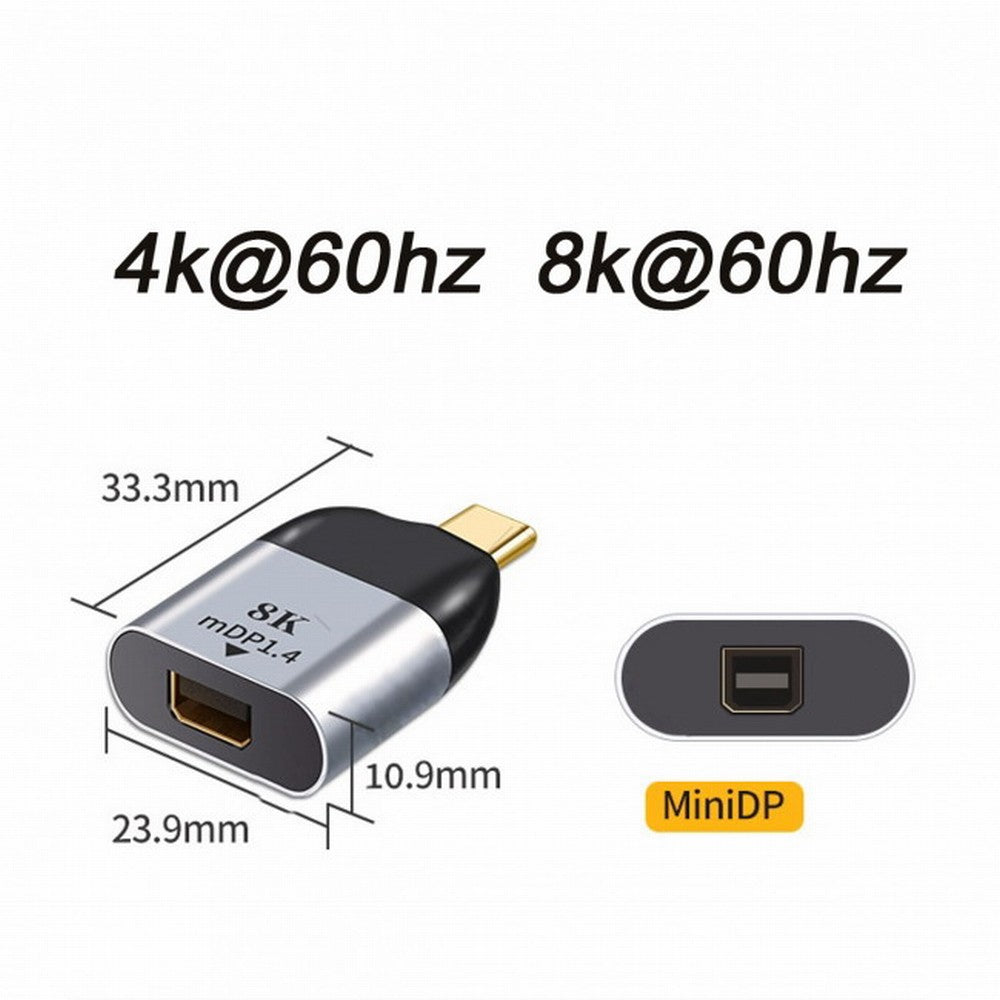 USB-C Type C to Mini DP Displayport Converter Adapter 4K 2K 60hz for Tablet Phone Laptop UC-220-MDP