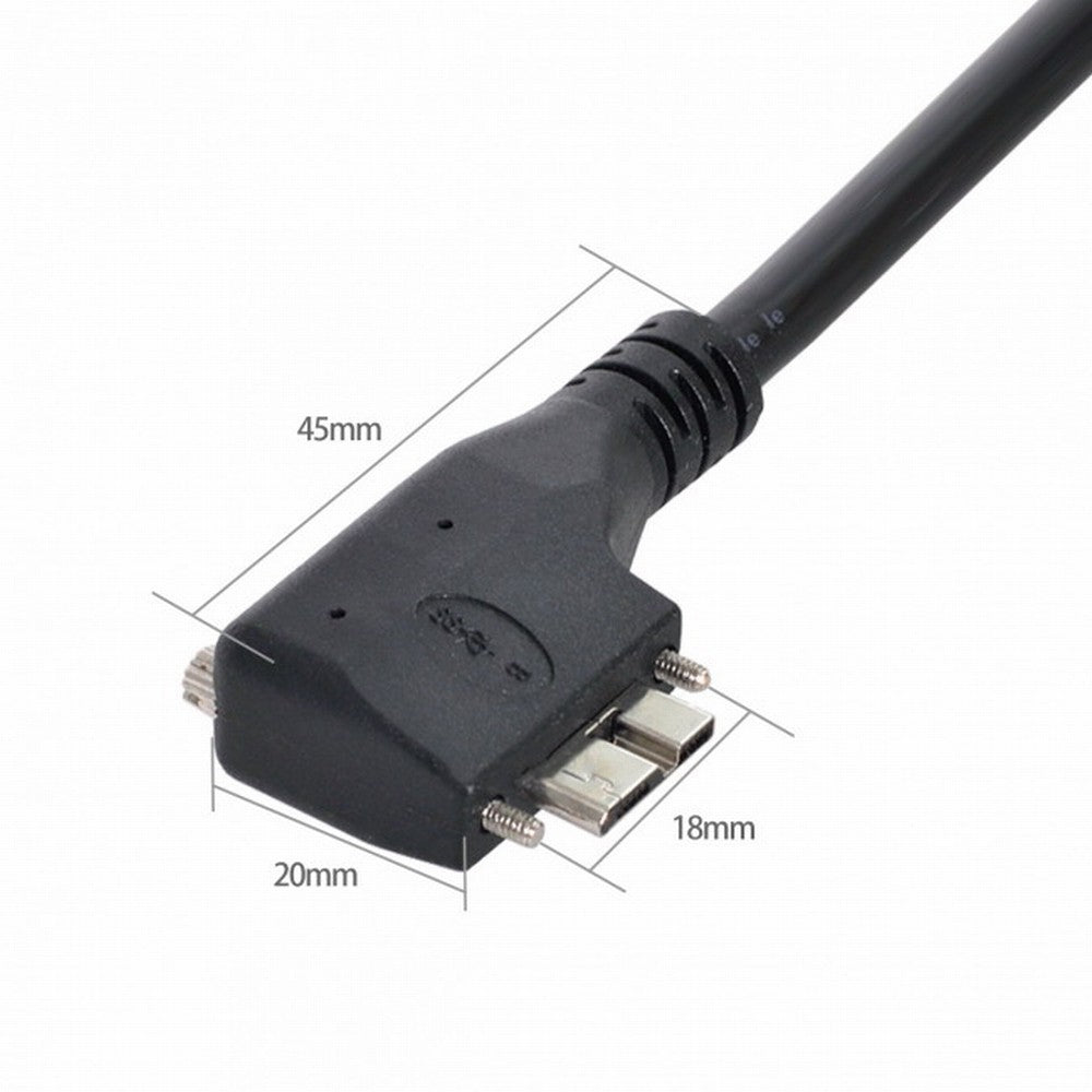 Dual Screws 90 Degree Right Angled Micro USB Mount to USB3.0 Data Cable for Industrial Camera CC-U3-054-RI