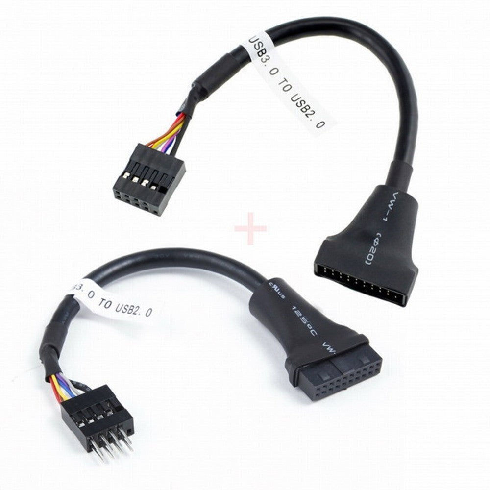 2pcs USB 2.0 9Pin to USB 3.0 20pin Housing Header Female Cable Reversible for Motherboard U3-076+107