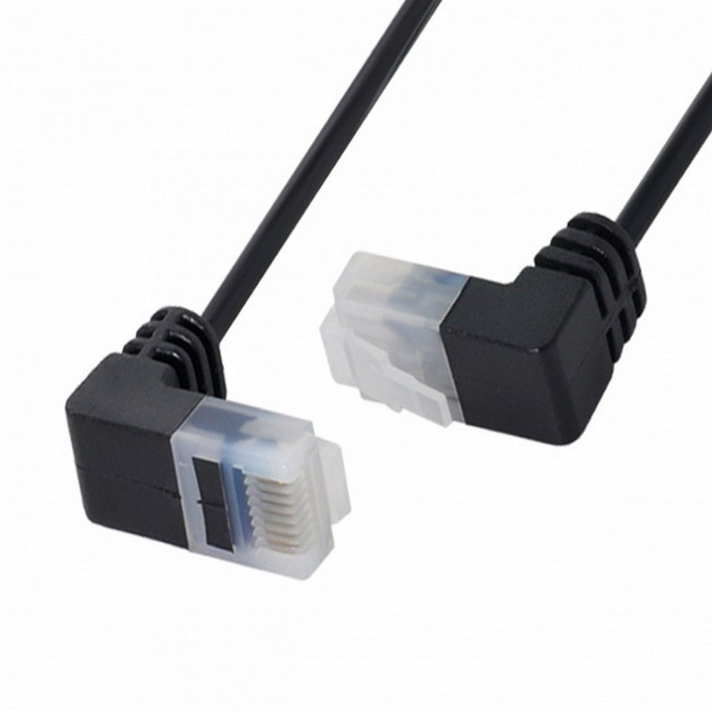 Ultra Slim Cat6 Ethernet Cable RJ45 Down to Up Angled 25cm UTP Network Cable Patch Cord 90 Degree Cat6a Lan for Laptop Router TV BOX UT-008-DU