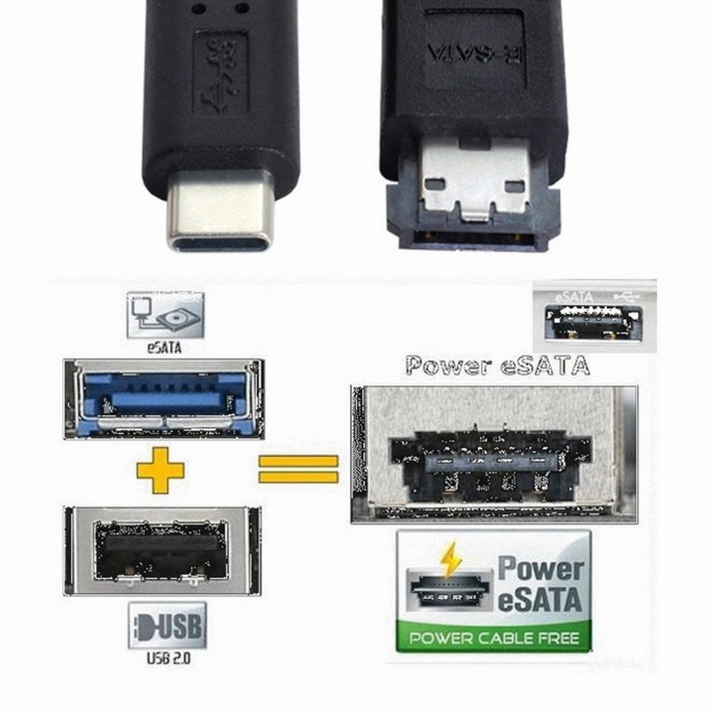 USB-C Type-C to Power Over eSATA DC5V Adapter USB3.0 to HDD/SSD/ODD eSATAp Converter UC-014
