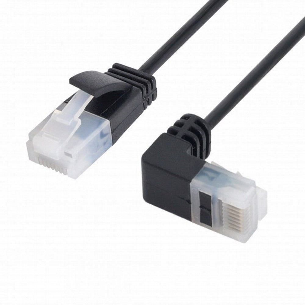 Ultra Slim Cat6 Ethernet Cable RJ45 Down Angled to Straight UTP Network Cable Patch Cord 90 Degree Cat6a Lan for Laptop Router TV BOX CC-UT-009-DN