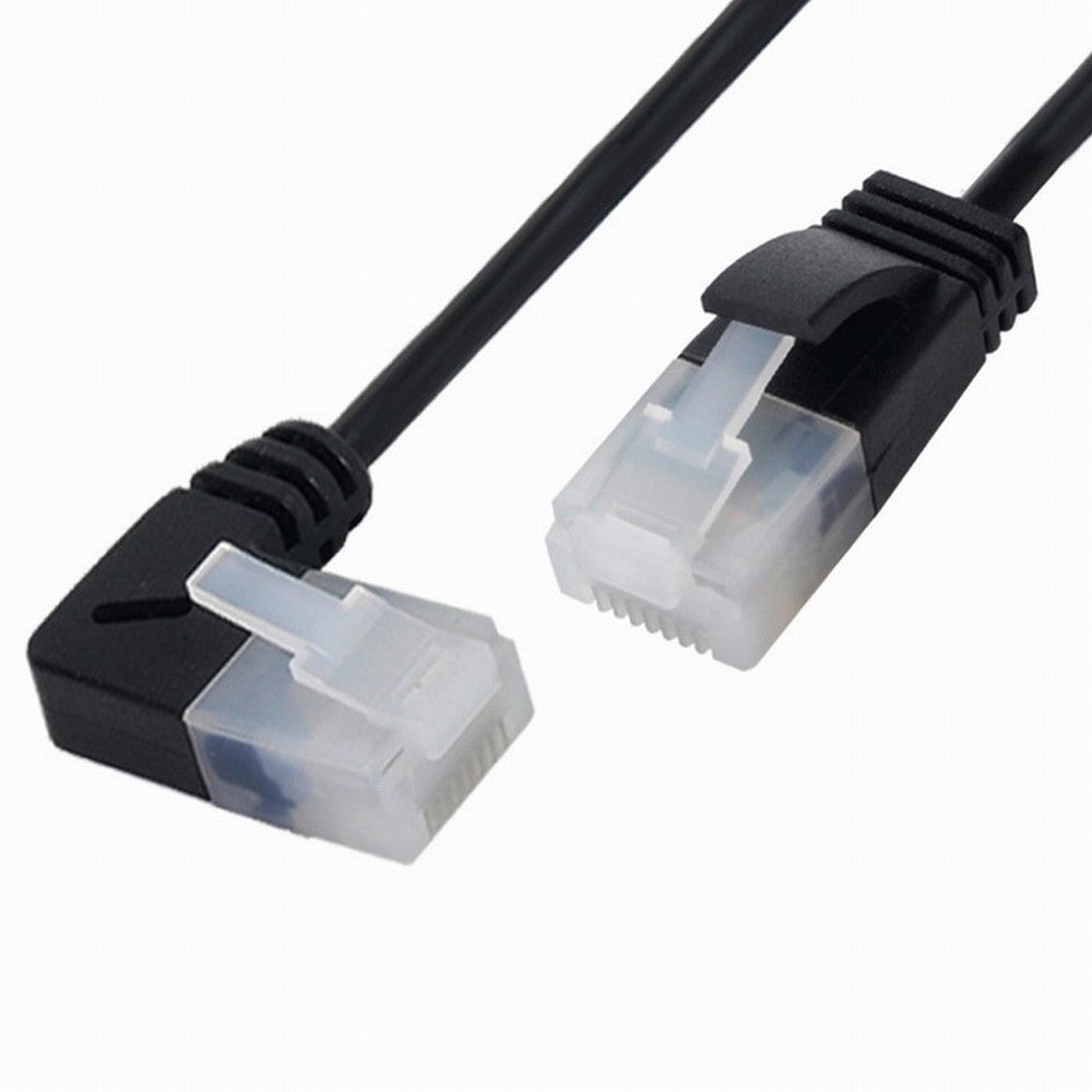 Ultra Slim Cat6 Ethernet Cable RJ45 Right Angled to Straight UTP Network Cable Patch Cord 90 Degree Cat6a Lan for Laptop Router TV BOX CC-UT-009-RI