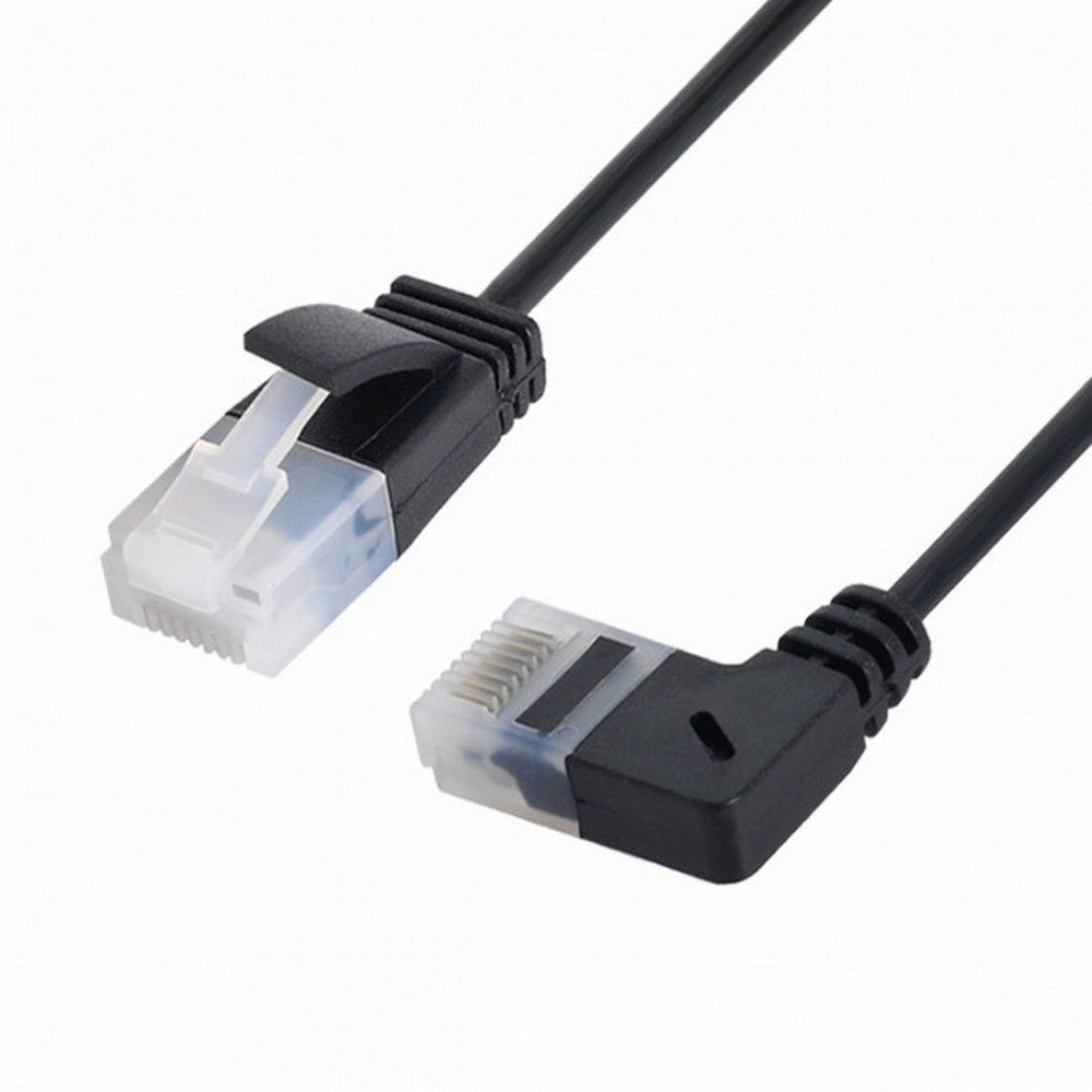 Ultra Slim Cat6 Ethernet Cable RJ45 Right Angled to Straight UTP Network Cable Patch Cord 90 Degree Cat6a Lan for Laptop Router TV BOX CC-UT-009-RI