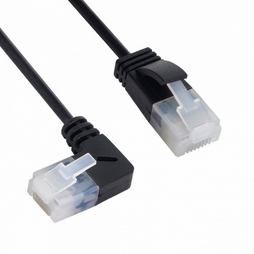 Ultra Slim Cat6 Ethernet Cable RJ45 Left Angled to Straight UTP Network Cable Patch Cord 90 Degree Cat6a Lan for Laptop Router TV BOX CC-UT-009-LE