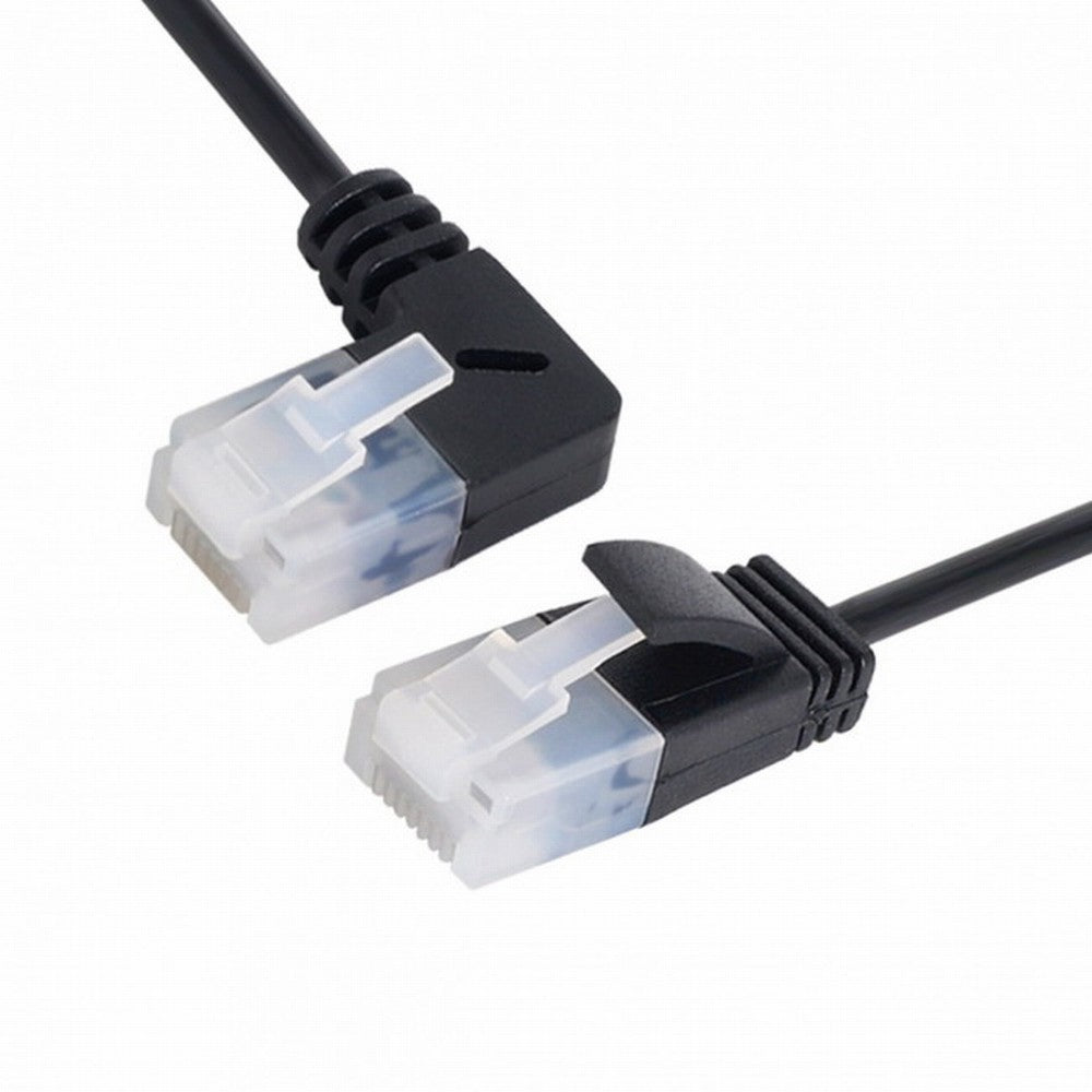 Ultra Slim Cat6 Ethernet Cable RJ45 Left Angled to Straight UTP Network Cable Patch Cord 90 Degree Cat6a Lan for Laptop Router TV BOX CC-UT-009-LE