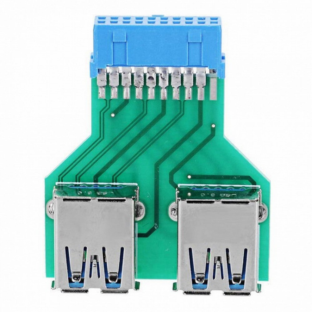 Dual USB 3.0 A Type Female to Motherboard 20/19 Pin Box Header Slot Adapter PCBA U3-079-UP