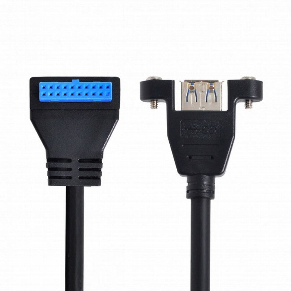 USB 3.0 Single Port A Female Screw Mount Type to Up Angled Motherboard 20pin Header Cable 90 Degree U3-005-UP