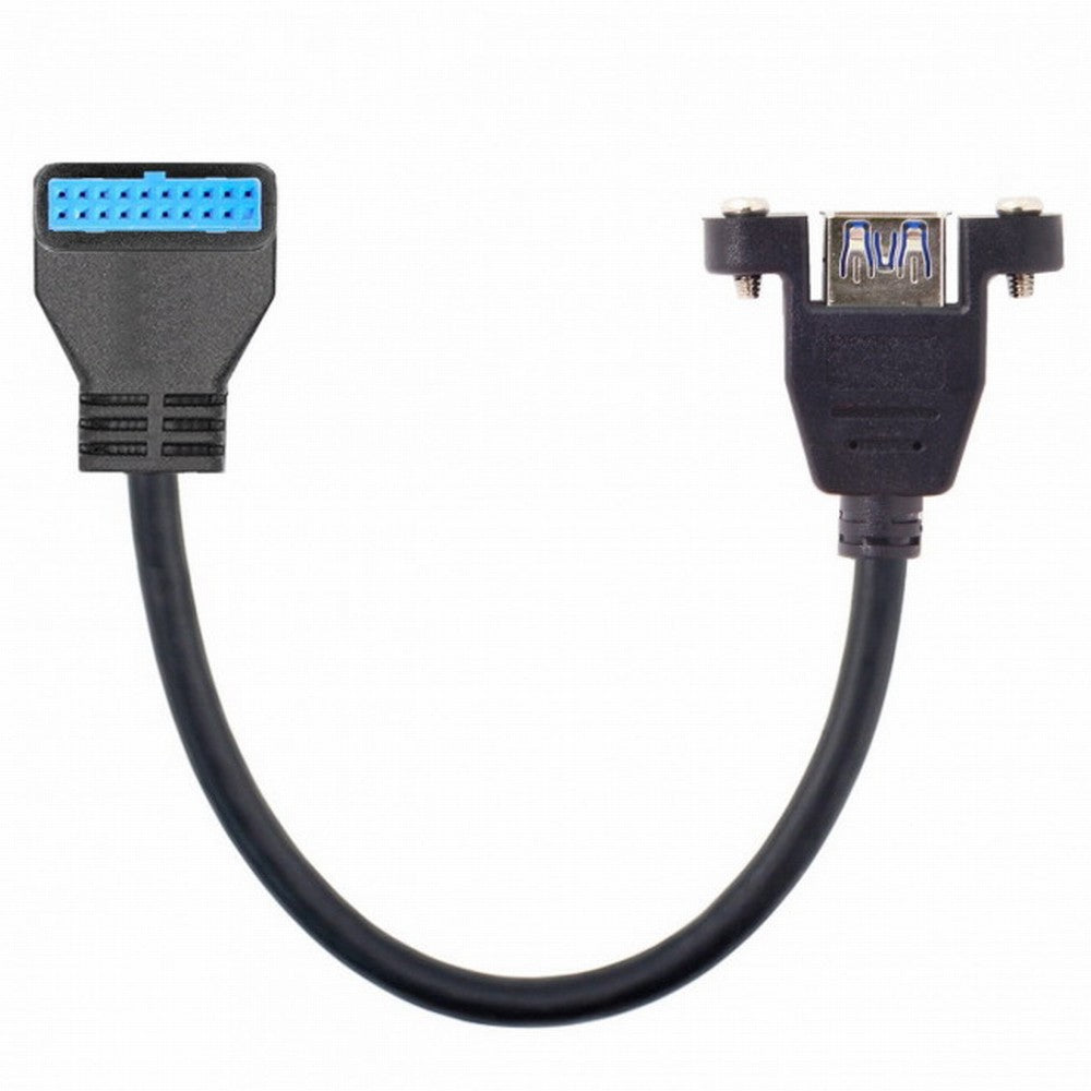 USB 3.0 Single Port A Female Screw Mount Type to Up Angled Motherboard 20pin Header Cable 90 Degree U3-005-UP
