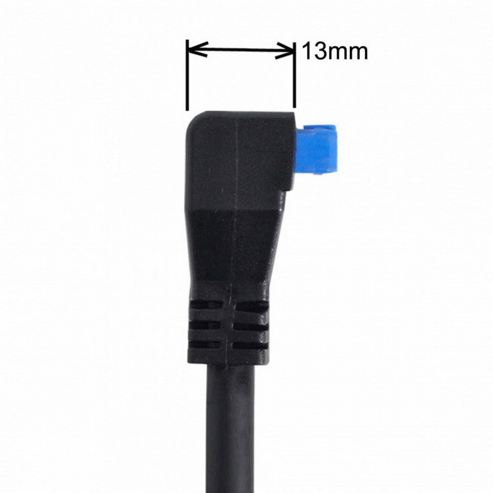 USB 3.0 Single Port A Female Screw Mount Type to Up Angled Motherboard 20pin Header Cable 90 Degree U3-005-UP