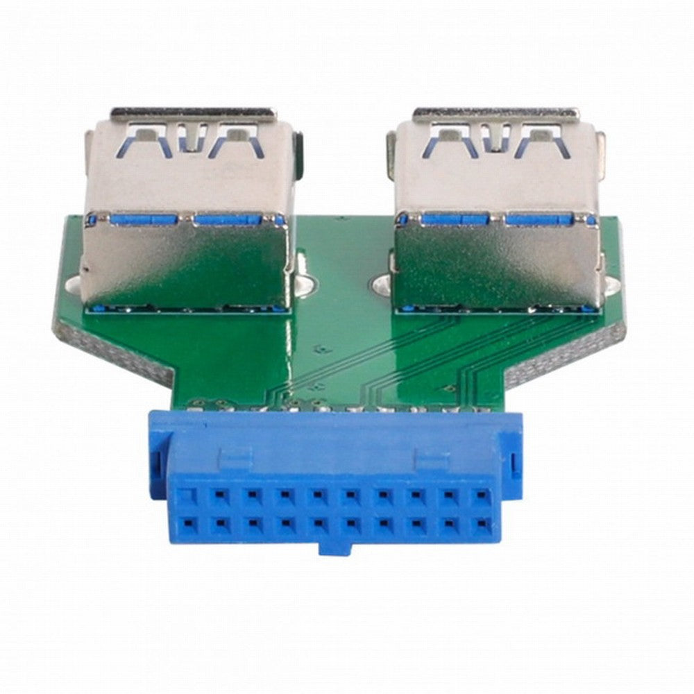 Dual USB 3.0 A Type Female to Motherboard 20/19 Pin Box Header Slot Adapter PCBA U3-079-UP