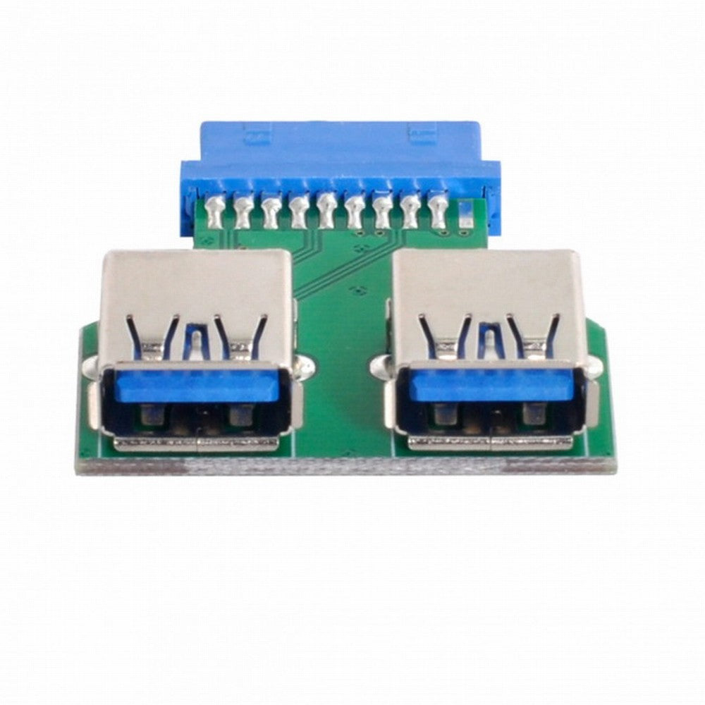 Dual USB 3.0 A Type Female to Motherboard 20/19 Pin Box Header Slot Adapter PCBA U3-079-UP