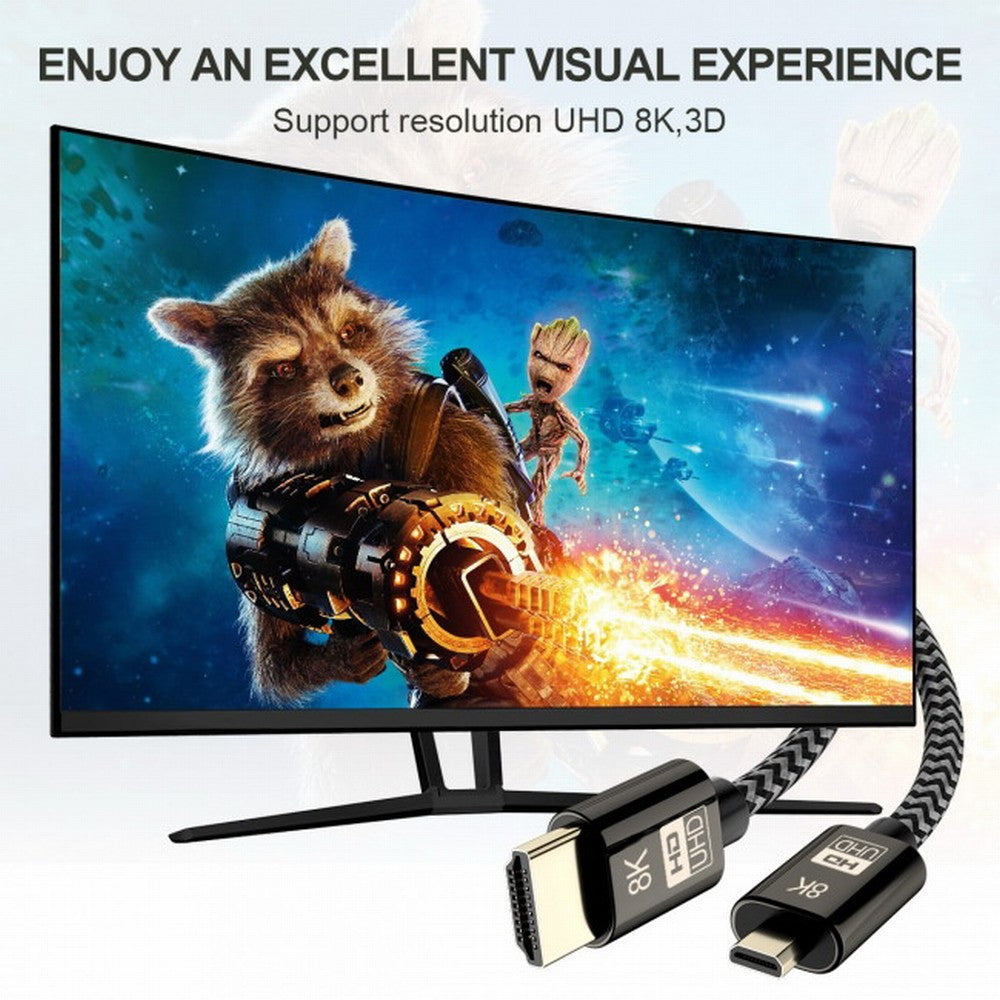 Micro HDMI to HDMI 2.1 Ultra-HD UHD 8K 60hz 4K 120hz Cable 48Gbs HDMI Cord for Camera Tablet CC-HD-016