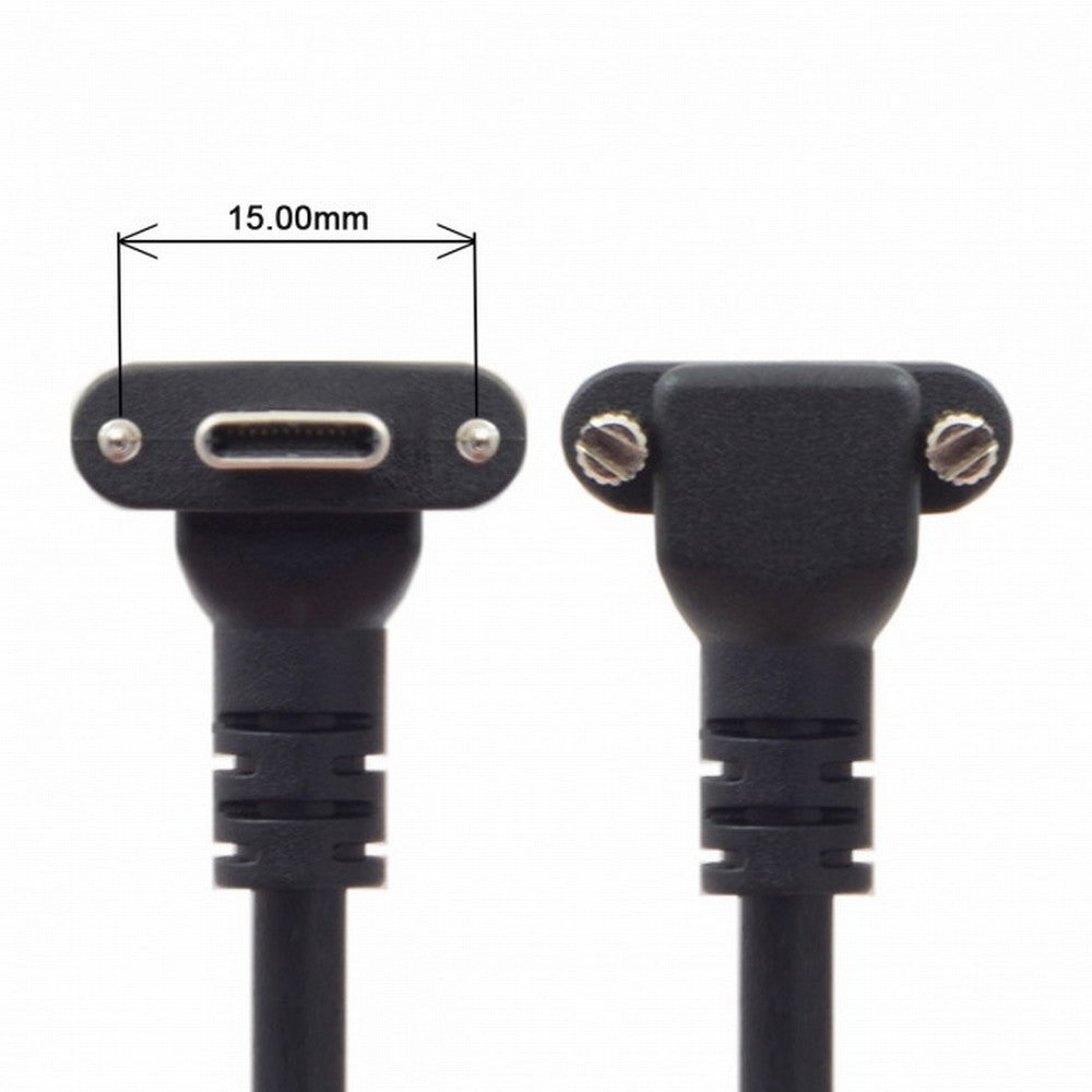 8.0M Down Up Angled USB 3.1 Type-C Dual Screw Locking to USB3.0 Data GL3523 Repeater Cable 90 Degree for Camera Oculus Quest Link UC-128-8.0M