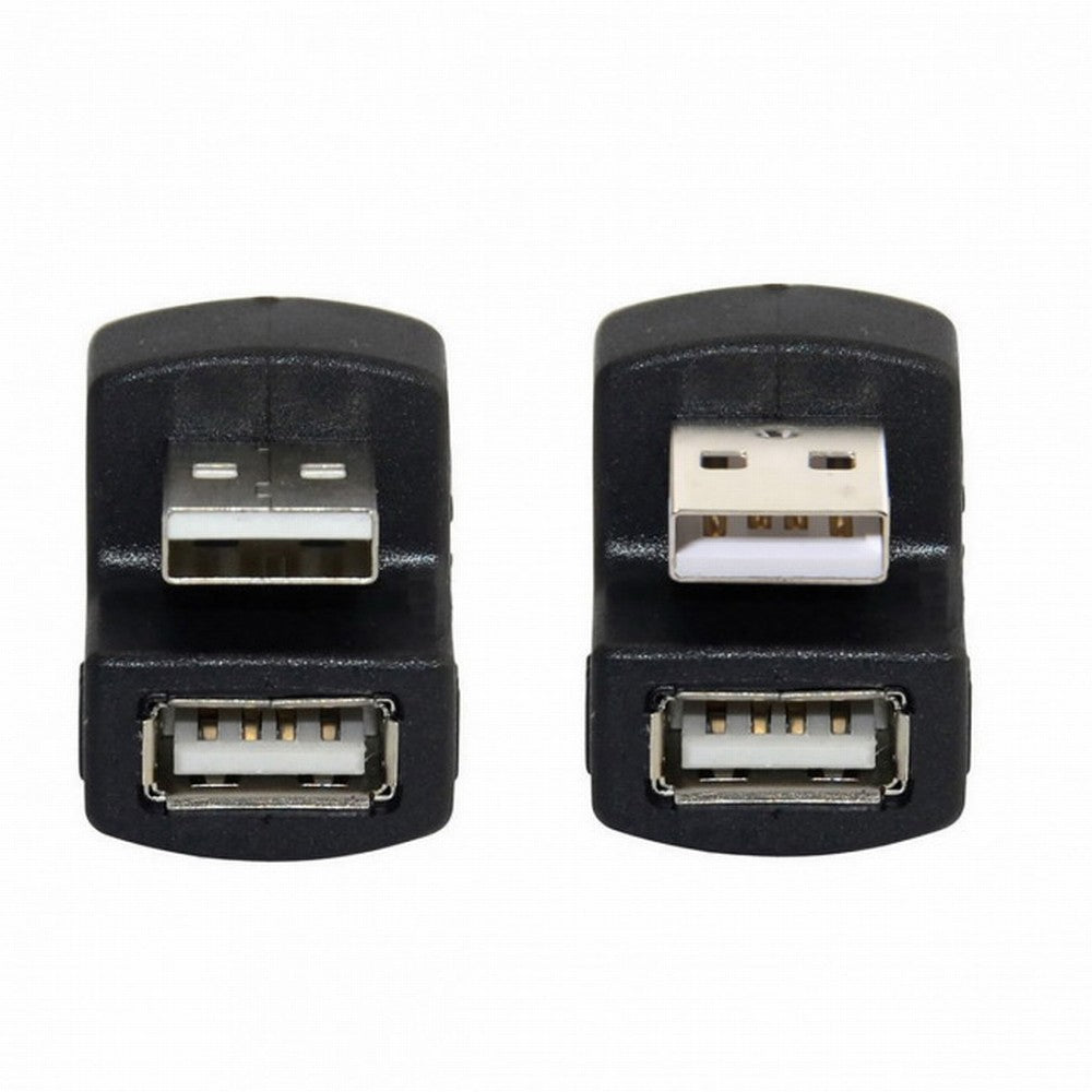 2pcs/Set Up Down Angled USB 2.0 Adapter A Male to Female Extension 180 Degree Black U2-099-DN+UP