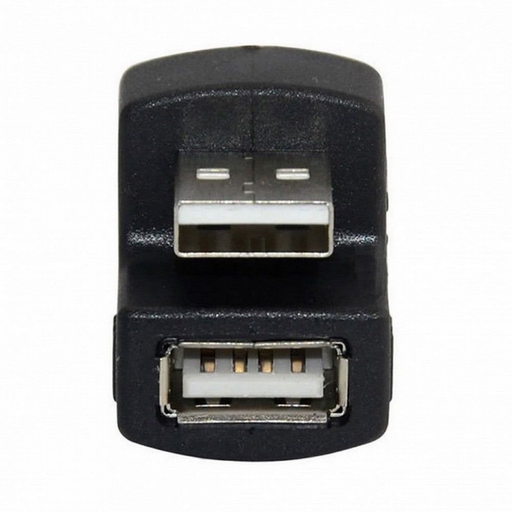 2pcs/Set Up Down Angled USB 2.0 Adapter A Male to Female Extension 180 Degree Black U2-099-DN+UP