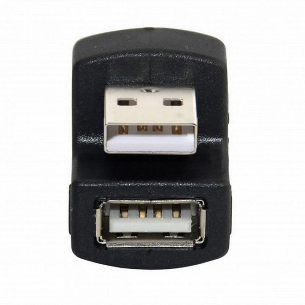 2pcs/Set Up Down Angled USB 2.0 Adapter A Male to Female Extension 180 Degree Black U2-099-DN+UP