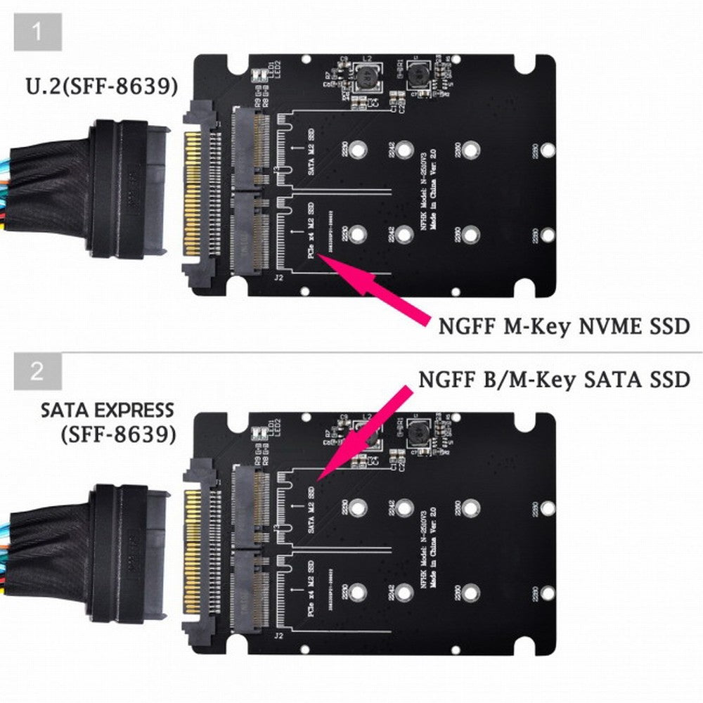 SFF-8639 NVME U.2 to Combo NGFF M.2 M-key SATA PCIe SSD Adapter for Mainboard Replace SSD 750 p3600 p3700 SA-026