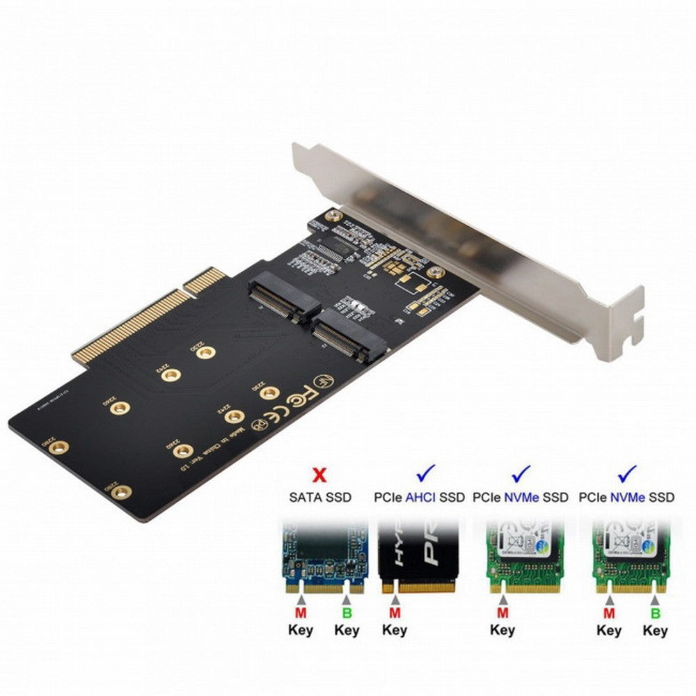 Dual 2X NVME M.2 AHCI to PCIE Express 3.0 Gen3 X8 X16 Raid Card VROC Raid0 Hyper Adapter SA-012-OD