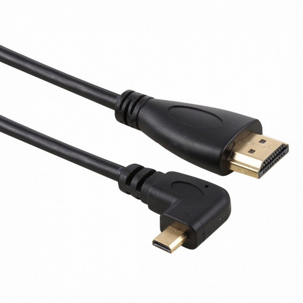 Left Angled 90 Degree Micro HDMI to HDMI Male HDTV Cable for Cell Phone Tablet Camera HD-066-LE