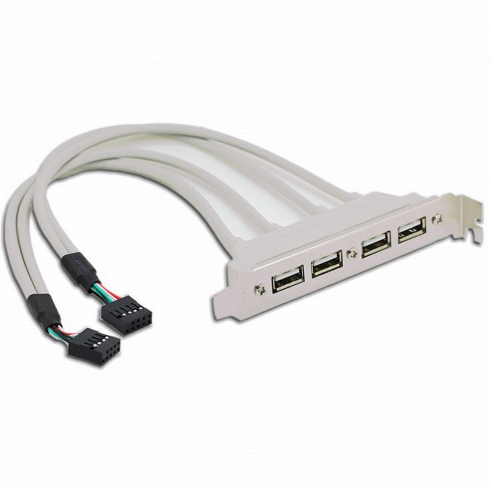 PCI-E 4 Ports USB 2.0 Female Screw to Motherboard 9pin Header Cable with Bracket U2-144