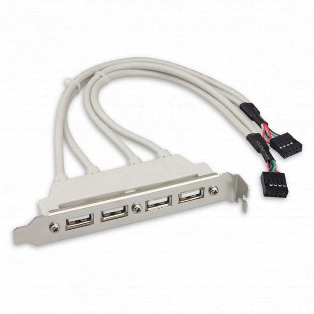 PCI-E 4 Ports USB 2.0 Female Screw to Motherboard 9pin Header Cable with Bracket U2-144