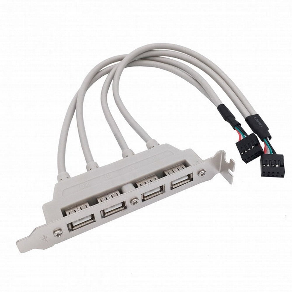PCI-E 4 Ports USB 2.0 Female Screw to Motherboard 9pin Header Cable with Bracket U2-144