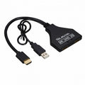 HDMI 1.3 to Dual Female Splitter Switch Extension Adapter Cable with Power for HDTV Laptop 1080P HD-067