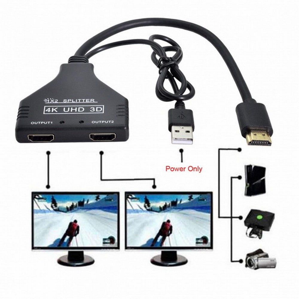 HDMI 1.3 to Dual Female Splitter Switch Extension Adapter Cable with Power for HDTV Laptop 1080P HD-067