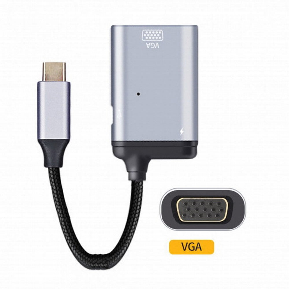 USB-C Type C to VGA RGB Converter HDTV Adapter 60hz 1080p with Female PD Power Port UC-162-VGA