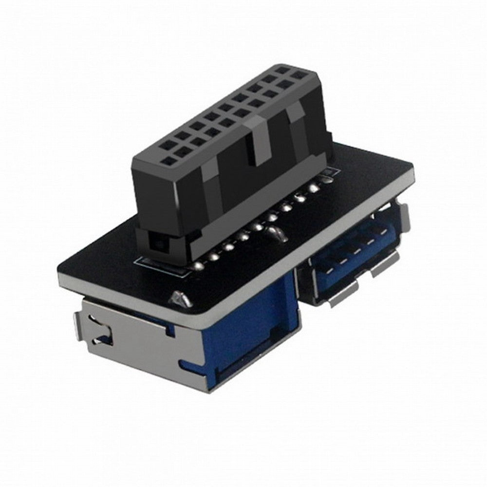 Dual USB 3.0 A Type Female to Motherboard 20/19 Pin Box Header Slot Adapter PCBA Flat Type U3-056