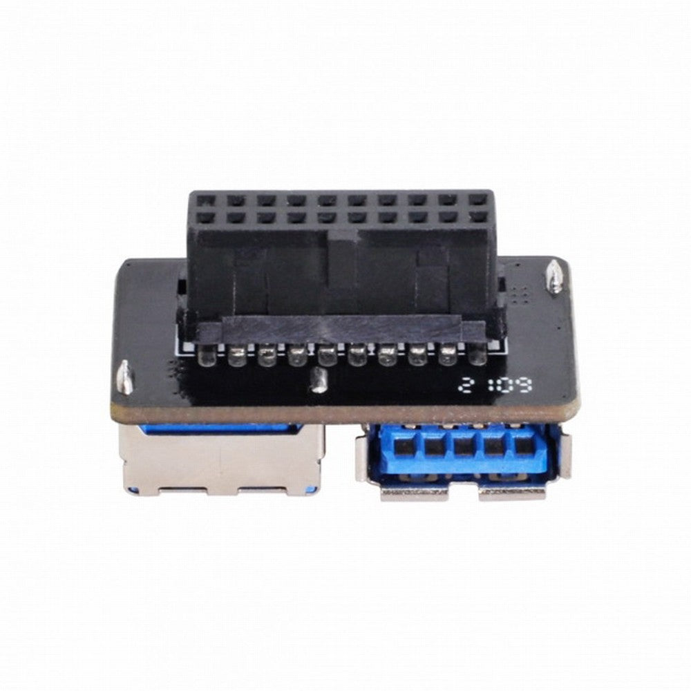 Dual USB 3.0 A Type Female to Motherboard 20/19 Pin Box Header Slot Adapter PCBA Flat Type U3-056
