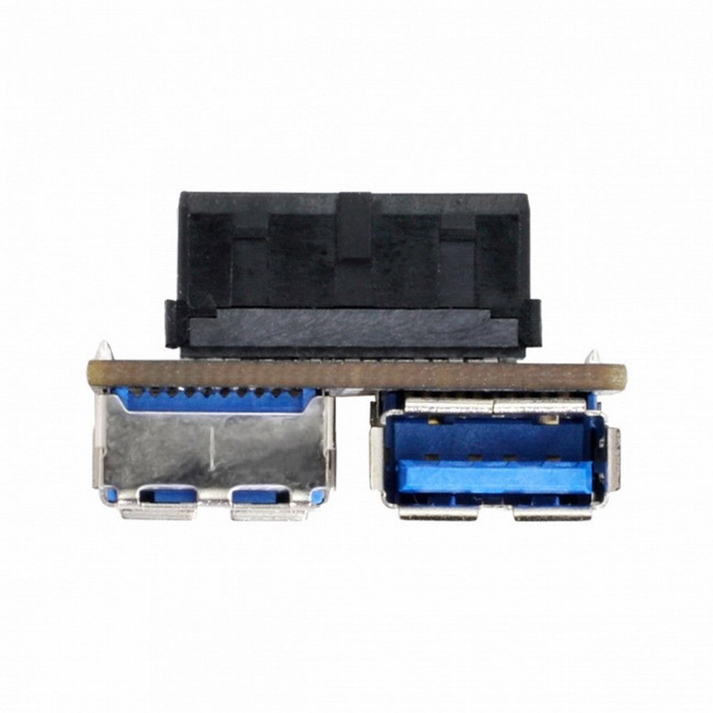 Dual USB 3.0 A Type Female to Motherboard 20/19 Pin Box Header Slot Adapter PCBA Flat Type U3-056