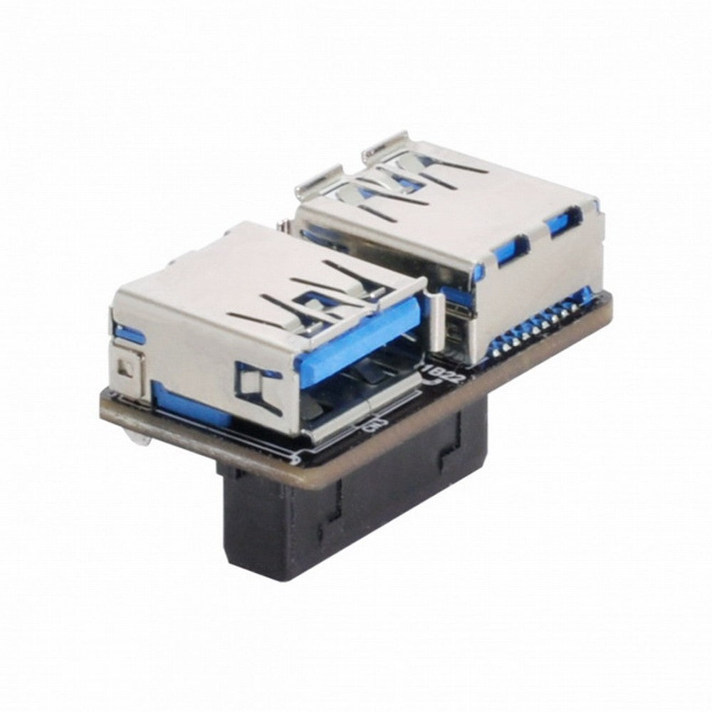 Dual USB 3.0 A Type Female to Motherboard 20/19 Pin Box Header Slot Adapter PCBA Flat Type U3-056