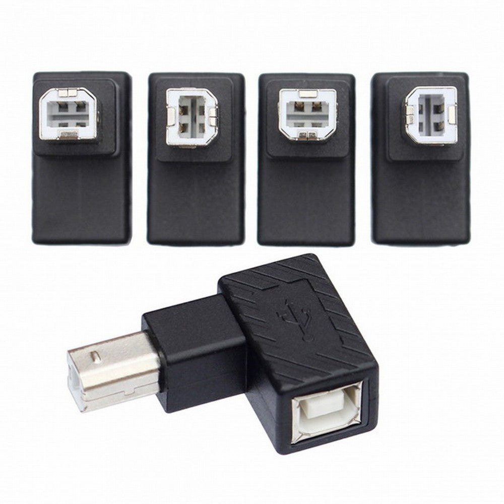 4Pcs USB 2.0 B Type Male to Female Extension Adapter Horizontal Vertical Angled 90 Degree for Disk Scanner U2-038-BM001