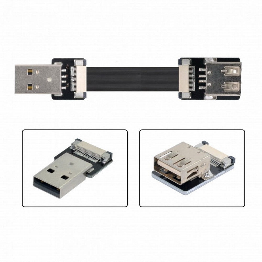 USB 2.0 Type-A Male to Female Extension Data Flat Slim FPC Cable for FPV Disk Scanner Printer CC-U2-044-BK