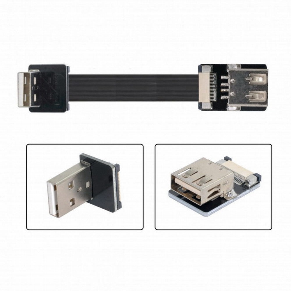 Up Angled USB 2.0 Type-A Male to Female Extension Data Flat Slim FPC Cable for FPV Disk Scanner Printer CC-U2-044-UP