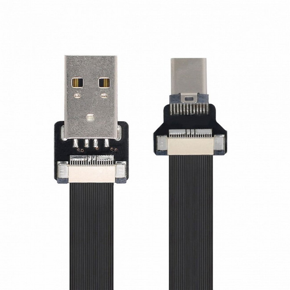USB 2.0 Type-A Male to USB-C Type-C Male Data Flat Slim FPC Cable for FPV Disk Phone CC-U2-039-BK