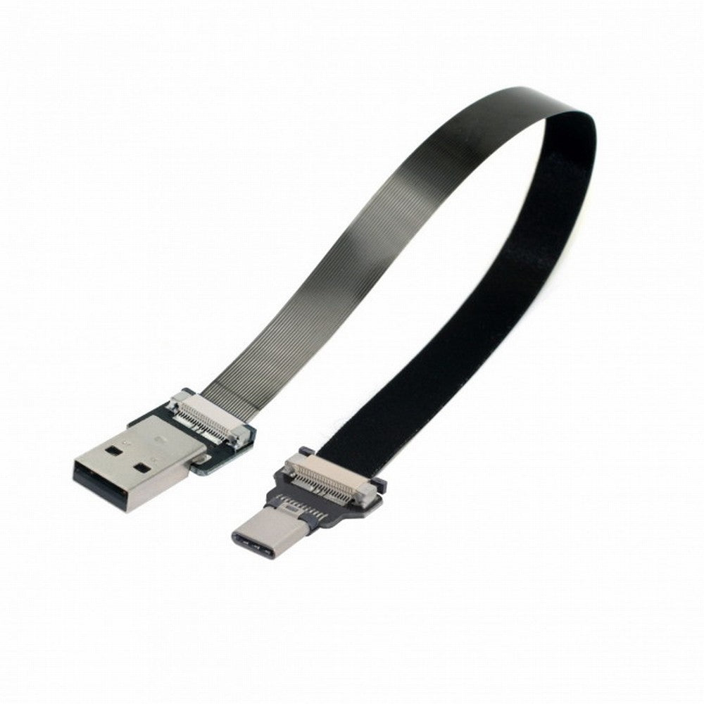 USB 2.0 Type-A Male to USB-C Type-C Male Data Flat Slim FPC Cable for FPV Disk Phone CC-U2-039-BK