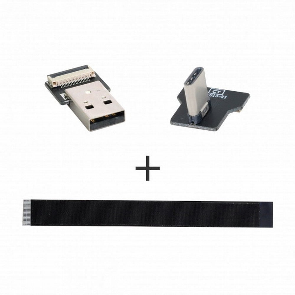Right Angled USB 2.0 Type-A Male to USB-C Type-C Male Data Flat Slim FPC Cable for FPV Disk Phone CC-U2-039-RI